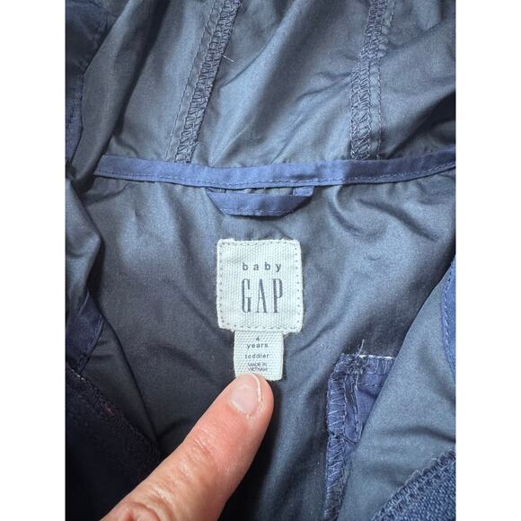 BABY GAP Boys Navy Blue Lightweight hooded Windbreaker jacket, size 4 - Picture 8 of 11